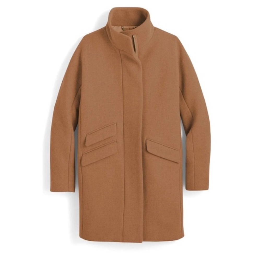 EUC dark tan JCrew size 12 wool stadium cloth cocoon coat.
